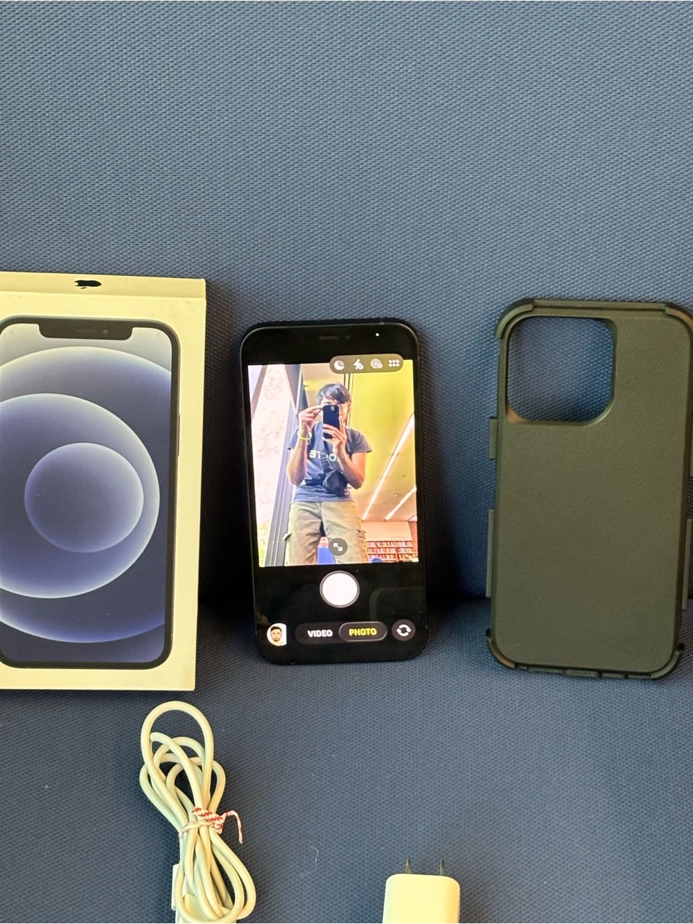 Apple iPhone 12 Black with Case and Accessories